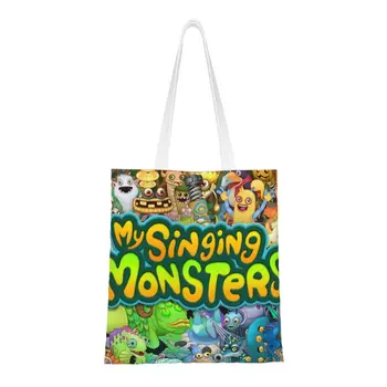 Vlastné Môj Spev Monsters Nakupovanie Plátno Taška Ženy Trvanlivý Obchod S Potravinami Dobrodružstvo Video Hry Tote Tašky Shopper