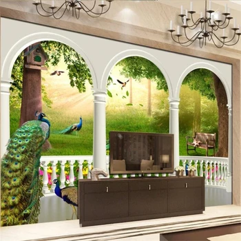 Vlastné Tapetu, Fantasy 3D Lesa Páva Vtáčie Hniezdo Palác, Záhrada Pozadí Steny Obývacia Izba, Spálňa Domova Tapety