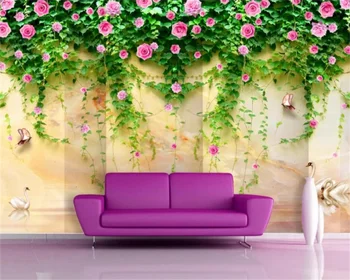 Vlastné foto tapety 3D solid Labutie Jazero mramorový vzor obývacia izba gauč TV pozadí steny kvet viniča domova nástenná maľba