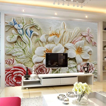 Vlastné tapetu 3D Európsky kvet plastický, TV joj, steny živice kvet plastický dekoratívne maľby фотообои обои 3d nástenná maľba