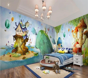 Vlastné tapetu 3d фотообои ručne maľované fantasy lesa mora veľryba dom deti celý dom, v pozadí na stenu papier papier peint