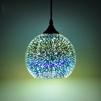 Vnútorné Osvetlenie 3D Sklenený Prívesok Svetlá pre Strany Záhrady, Obývacia Izba Dekor Led Lampa Ohňostroj Farebný Odtieň Luster Zariadenia