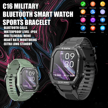 Vojenské Dotykový Displej Smart Hodinky Bluetooth Hovor NFC EKG IP68 Nepremokavé Vonkajšie Športové Fitness Smartwatch Pre Mužov IOS Android