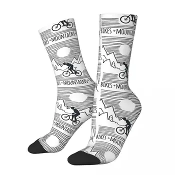 Vtipné Blázon Ponožky pre Mužov Horách Zjazdové Trate MTB Hip Hop Harajuku Požičovňa Bicyklov Vzor Vytlačené Chlapci Posádky Ponožky Bežné Darček