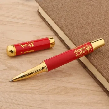 Vysoko Kvalitné Pero Rollerball Kovové Červené Porcelánu S Čínsky Znak Maľovanie 0,5 MM Náplň Roller guličkové Pero Na Písanie
