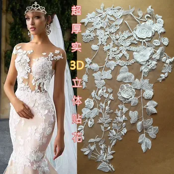 Vysoko kvalitnej Čipky Patch 3D okvetné Plátky Nášivka Rayon Výšivky DIY Vlastné Svadobné Šaty, Oblečenie, Doplnky