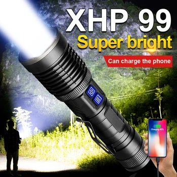 Vysoký Výkon LED Baterky Teleskopická Zoom XHP99 Outdoor Camping Životnosť Lampy Nepremokavé Núdzové USB Nabíjateľná LED Baterka