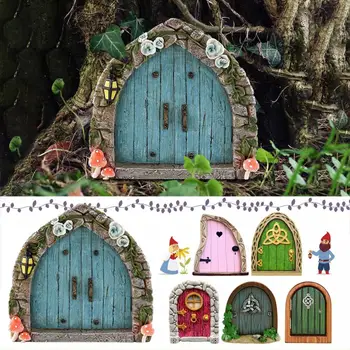 Víla Gnome Dvere Figúrky Elf Domov Drevené Víla, Záhrada, Okno, Dvere, Umenie Strom Sochy Sochy Ornament Vonkajšie Dekorácie
