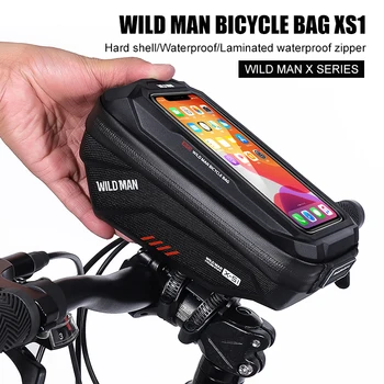 WILD MAN XS1 Cyklistické tašky EVA Tvrdá Škrupina Nepremokavé Dotykový Displej Taška na Riadidlá rýchloupínací Držiak Crossbeam Headbag