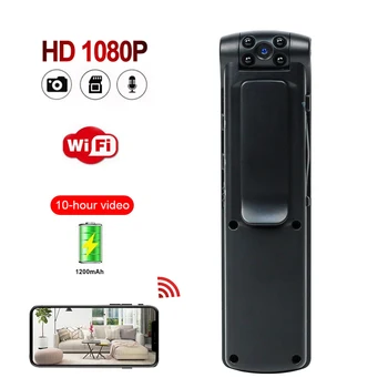 Wifi Bezdrôtové Infračervené Nočné Videnie 1080P Videokamera Prenosný Mini Telo Nosiť Fotoaparát, Video a Audio Nahrávky Cam