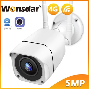 Wonsdar 5MP HD 4G IP Kamera S 3G SIM Karty Vonkajšie Kovové Shell WiFi Bezpečnosti Bullet Kamera MIni CCTV Camhi APP