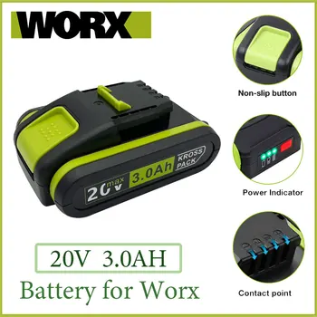 Worx Nové Náradie Náhradné Nabíjacie Batérie 20V 3000mAh Lítium pre Worx WA3551 WA3553 WX390 WX176 WX178 WX386 WX678
