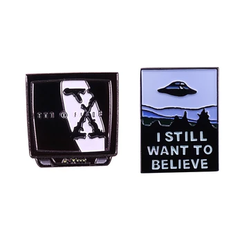 X Súbory Smalt Pin Stále Chcem Veriť, že UFO Odznak Paranormálne Javy TV Seriál Brošňa Mimozemskej Vede Darček