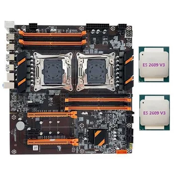 X99 Dual CPU Doske Podporu LGA2011-3 CPU Podpora DDR4 Pamäte ECC Ploche Dosky+2XE5 2609 V3 CPU