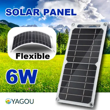 YAGOU Vonkajšie Flexibilný Solárny Panel 6W 5V USB pre Mobilný Telefón, MP3, Prenosné Camping Pohybujú Energie Batérie Dodanie Bezpečné Nabíjačky