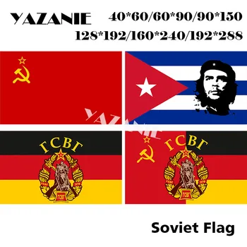 YAZANIE 160*240cm/192*288cm Obojstranný Vlajka Sovietskych vojsk v Nemecku Kuba Che Guevara ruskej CCCP ZSSR Vlajky a Transparenty