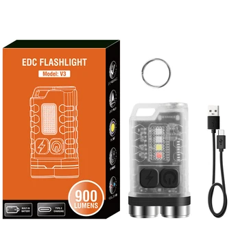 ZK30 Mini Nabíjateľná V3 LED Keychain Prenosné Svietidlo Pracovné Svetlo Typ-C Baterka s Magnetom UV Camping Vreckové Svietidlo