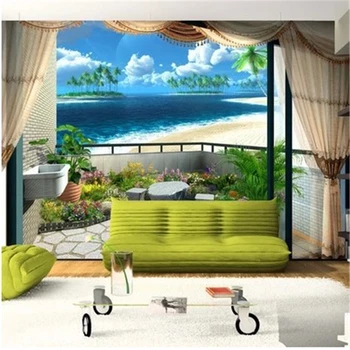 beibehang 3d nástenná maľba na stenu papier Beach blue sky / mraky elegantný minimalistický obývacia izba, spálňa Stredomoria 3d foto tapety