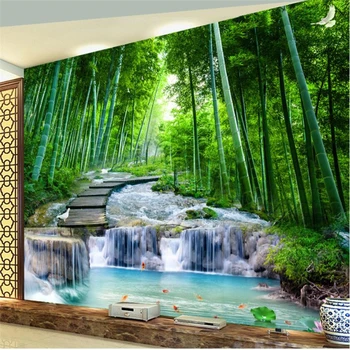 beibehang Tapety maľby [custom obývacia izba, pohovka, gauč, TV joj, bambusové drevo most vody, dekoratívne maľby, Tapety