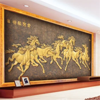 beibehang Vlastnú tapetu 3d nástenná maľba koňa k úspechu osem koní, obývacia izba, TV joj, steny papiere domova 3d tapety