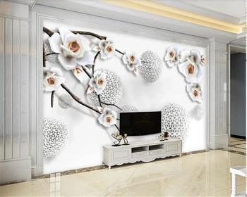 beibehang nástenná maľba abstraktných de parede Vlastné Módne hudas krásy 3D Loptu Pobočka Biele Emboss Rose Tapety, tapety na steny, 3 d