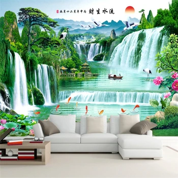 beibehang Čínsky krásne reálne vodné bohatstvo krajinomaľbou, TV joj, steny vlastné veľké nástenné tapety abstraktných de parede