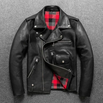 luxusné 2023 nové high značky real J24 mužov cestnej biker jacket. rider cowhide outwear.black kvalitné originálne kožené oblečenie