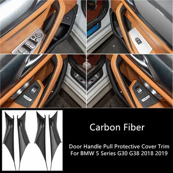 sada 4 ks Auto Štýl Interiéru Carbon Fiber Textúra kľučky Vytiahnite Ochranný Kryt, Výbava Pre BMW 5 Series G30 G38 2018 2019