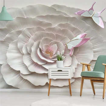 wellyu 3D troch-dimenzionální úľavu, kvet, kvety, motýľ, TV joj, steny vlastné veľké nástenné tapety abstraktných de parede