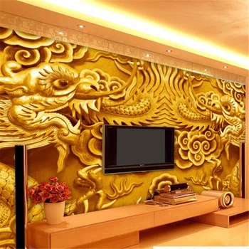 wellyu Vlastné veľké tapety 3D stereo nástenné maľby gold dragon obývacia izba posteli pozadí stenu, dekorácie, maliarstvo, 3d tapety
