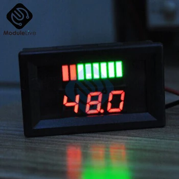 Červený Indikátor Úrovne Nabitia Batérie Kapacity Tester LED Digitálny Voltmeter Duálne Zobrazovanie a Pre 48V Červené Olovo-kyselina Lítiová Batéria