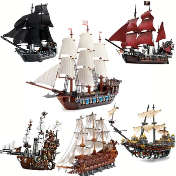 Červený Pirát Imperial Karibiku Loď Stavebným Vlajkovej Lode Čierna Perla, Tichý Mária Hračky Kompatibilné 10210 70810 71042 Tehly Hračka