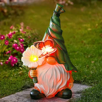 Živica Motýľ Elf Socha Slnečné Svetlo Žiariace Trpaslíci Socha Nepremokavé Záhradné Dekorácie Ploche Ornament Plavidlá Gnome Socha